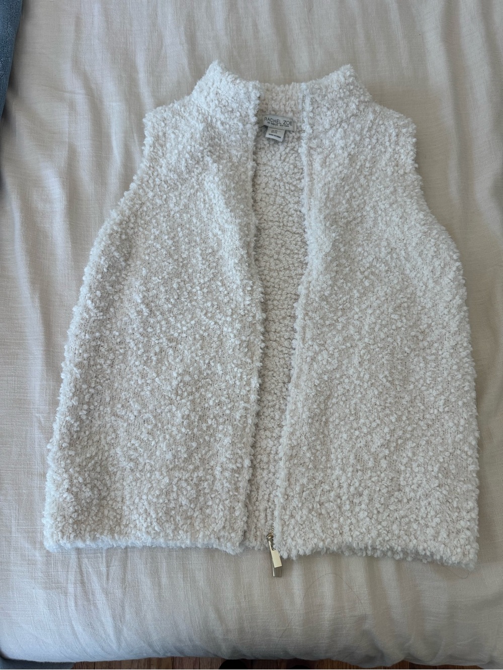Rachel Zoe Cream Sherpa Vest - Zip Front Cozy Layer